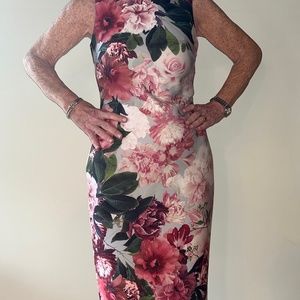 Calvin Klein Floral Dress Size 2 Multi Color- Pinks Greens Purples, Light Blue